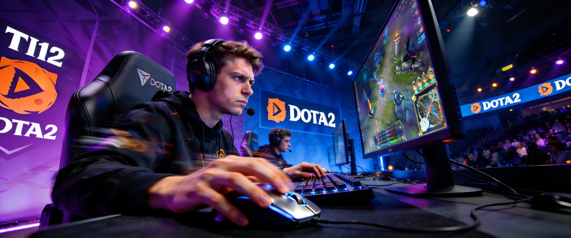 《DOTA2》国际邀请赛TI12主舞台 - 选手在激烈的比赛中专注操作